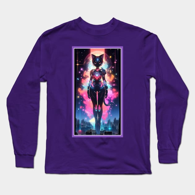 Anime Cute Cat Girl | Sci-Fi Manga Girl Anime Art Long Sleeve T-Shirt by AlNoah